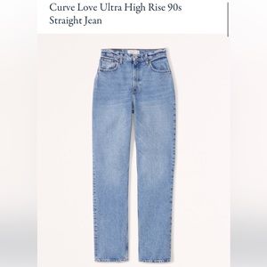 Abercrombie Curve Love 90s Ultra High Rise Straight Jeans - medium wash size 26L